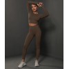 Бесшовный женский фитнес костюм Crop top+Leggings 05 (CHOCOLATE)
