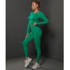  Жіночий жіночий фітнес костюм Crop top+Leggings 05 (GREEN)