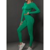  Жіночий жіночий фітнес костюм Crop top+Leggings 05 (GREEN)