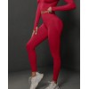  Жіночий жіночий фітнес костюм Crop top+Leggings 05 (ROSSO)