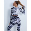 Мармуровий фітнес костюм рашгард з легінсами Пуш-ап Crop top+Leggings 03 (White black) Мармуровий фітнес костюм рашгард з легінсами Пуш-ап Crop top+Leggings 03 (White black)