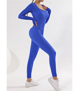 Безшовный комбенизон Leggings Body Crop top Rib (Blue deepth)