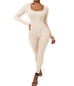  Жіночий безшовний комбенізон у рубчик Leggings Body Crop top Rib (Crema)