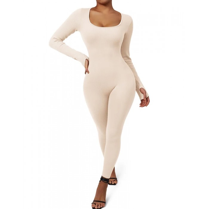 Жіночий безшовний комбенізон у рубчик Leggings Body Crop top Rib (Crema) Жіночий безшовний комбенізон у рубчик Leggings Body Crop top Rib (Crema)