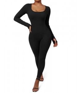  Жіночий безшовний комбенізон у рубчик Leggings Body Crop top Rib (BLACK)