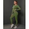  Жіночий жіночий фітнес костюм Crop top+Leggings 05 (Olive green)