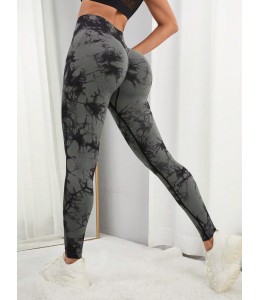 Мраморные бесшовные леггинсы с Пуш-ап для фитнеса Leggings PUSH-UP Marble 02 (FUMO BLACK)