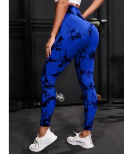 Мраморные бесшовные леггинсы с Пуш-ап для фитнеса Leggings PUSH-UP Marble 02 (BLUE DEEP)