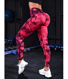 Мраморные бесшовные леггинсы с Пуш-ап для фитнеса Leggings PUSH-UP Marble 02 (RED BLACK)