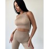 Жіночий безшовный топ у рубчик на широких бретелях Giulia Halter top Rib (NATURALE)