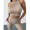 Жіночий безшовный топ у рубчик на широких бретелях Giulia Halter top Rib (NATURALE)