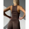 Жіночий безшовный топ у рубчик на широких бретелях Giulia Halter top Rib (DEEP TAUPE)