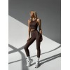 Жіночий безшовный топ у рубчик на широких бретелях Giulia Halter top Rib (DEEP TAUPE)