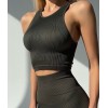 Жіночий безшовный топ у рубчик на широких бретелях Giulia Halter top Rib (KHAKI)