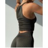 Жіночий безшовный топ у рубчик на широких бретелях Giulia Halter top Rib (KHAKI)