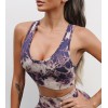 Мраморный фитнес костюм Топ с леггинсами Пуш-ап Bra+Leggings marble 03 (BLUE)