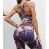 Мраморный фитнес костюм Топ с леггинсами Пуш-ап Bra+Leggings marble 03 (BLUE)