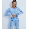 Мармуровий фітнес костюм рашгард з легінсами Пуш-ап Crop top+Leggings 03 (BONY BLUE) Мармуровий фітнес костюм рашгард з легінсами Пуш-ап Crop top+Leggings 03 (BONY BLUE)