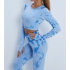 Мармуровий фітнес костюм рашгард з легінсами Пуш-ап Crop top+Leggings 03 (BONY BLUE) Мармуровий фітнес костюм рашгард з легінсами Пуш-ап Crop top+Leggings 03 (BONY BLUE)