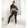 Мармуровий фітнес костюм рашгард з легінсами Пуш-ап Crop top+Leggings 03 (BLACK GRAY) Мармуровий фітнес костюм рашгард з легінсами Пуш-ап Crop top+Leggings 03 (BLACK GRAY)