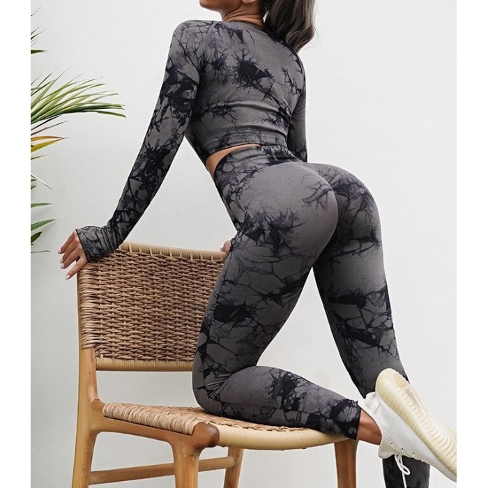 Мармуровий фітнес костюм рашгард з легінсами Пуш-ап Crop top+Leggings 03 (FUMO) Мармуровий фітнес костюм рашгард з легінсами Пуш-ап Crop top+Leggings 03 (FUMO)