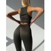 Жіночий безшовний комплект в рубчик Leggings Rib + Halter Top (KHAKI) Жіночий безшовний комплект в рубчик Leggings Rib + Halter Top (KHAKI)