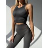 Бесшовный женский комплект в рубчик Leggings Rib + Halter Top (POPPY SEED) Бесшовный женский комплект в рубчик Leggings Rib + Halter Top (POPPY SEED)