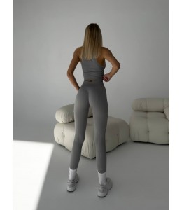 Бесшовный женский комплект в рубчик Leggings Rib + Halter Top (ULTIMATE GREY)