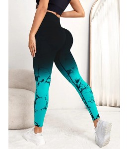 Безшовні легінси для фітнесу та спорту Leggings Push Up Color 02 (BLACK/SKYBLUE)