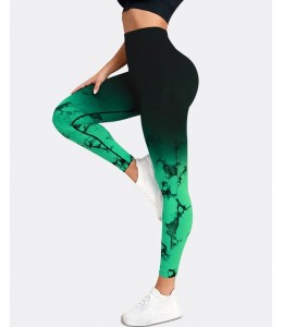 Бесшовные леггинсы для фитнеса и спорта  Leggings Push Up Color 02 (BLACK/GREEN)