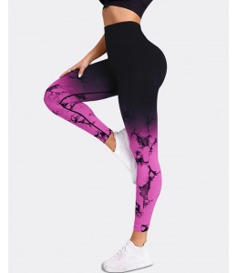 Бесшовные леггинсы для фитнеса и спорта  Leggings Push Up Color 02 (BLACK/FUXIA)