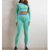 Безшовний комплект для фітнесу Crop top+Leggings melange 09 (BISCAY GREEN) Безшовний комплект для фітнесу Crop top+Leggings melange 09 (BISCAY GREEN)