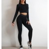 Безшовний комплект для фітнесу Crop top+Leggings melange 09 (BLACK)