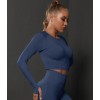 Безшовний рашгард для фітнесу та йоги Crop Top model 05 (NAVI) Безшовний рашгард для фітнесу та йоги Crop Top model 05 (NAVI)
