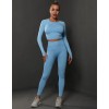  Жіночий жіночий фітнес костюм Crop top+Leggings 05 (AZURE)