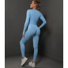  Жіночий жіночий фітнес костюм Crop top+Leggings 05 (AZURE)