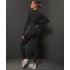  Жіночий жіночий фітнес костюм Crop top+Leggings 05 (BLACK)