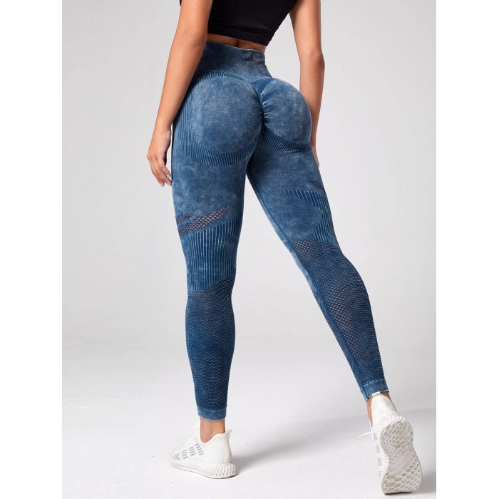 Бесшовные леггинсы с двойным Пуш-Ап для занятия спортом Leggings Push up NET 12 (BLUMARINE)