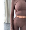 Бесшовный рашгард для фитнеса и йоги Giulia Crop Top (DEEP TAUPE)