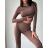 Бесшовный рашгард для фитнеса и йоги Giulia Crop Top (DEEP TAUPE)