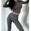 Безшовний рашгард для фітнесу та йоги Giulia Crop Top (POPPY SEED)