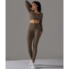 Безшовний жаккардовій комплект з ефектом накладних швів Crop top+Leggings Touch 14 (DEEP TAUPE)