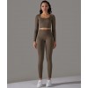 Безшовний жаккардовій комплект з ефектом накладних швів Crop top+Leggings Touch 14 (DEEP TAUPE)