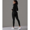Безшовний жаккардовий комплект з ефектом накладних швів Crop top+Leggings Touch 14 (BLACK)