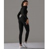 Безшовний жаккардовий комплект з ефектом накладних швів Crop top+Leggings Touch 14 (BLACK)