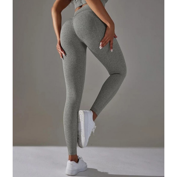 Безшовні жакардові легінси з ефектом накладних швів Leggings Touch 14 (MELANGE GREY)