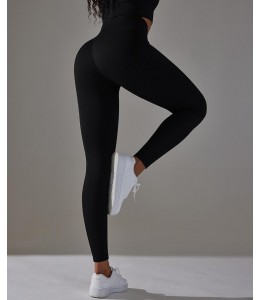 Бесшовные жаккардовые леггинсы с эффектом накладных швов Leggings Touch 14 (BLACK)
