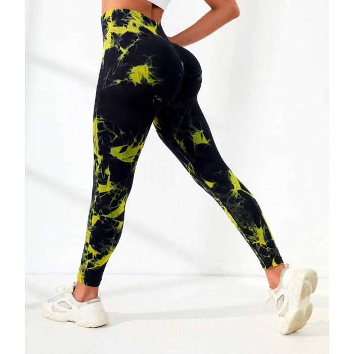 Мармурові безшовні легінси з Пуш-ап для фітнесу Leggings PUSH-UP Marble 02 (Black yellow) Мармурові безшовні легінси з Пуш-ап для фітнесу Leggings PUSH-UP Marble 02 (Black yellow)