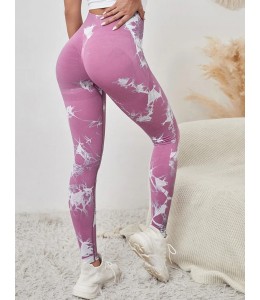 Мраморные бесшовные леггинсы с Пуш-ап для фитнеса Leggings PUSH-UP Marble 02 (Flamenko white)