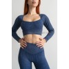 Жіночий безшовний комплект в рубчик Leggings Rib + Crop Top 17 (Blue) Жіночий безшовний комплект в рубчик Leggings Rib + Crop Top 17 (Blue)